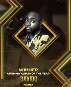 Davido Bags ‘Album Of The Year’ Award At 2023 AFRIMMA